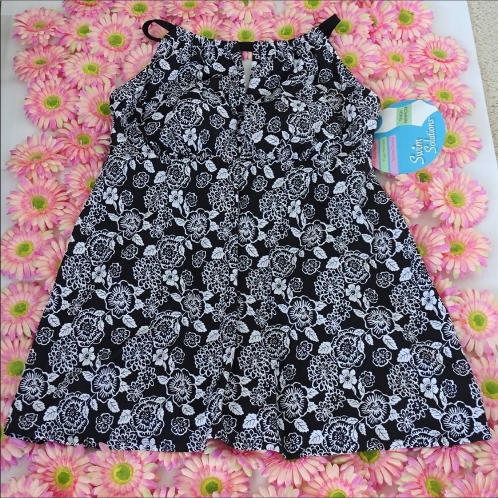 Swim Solutions High Neck Floral Swimdress NWT